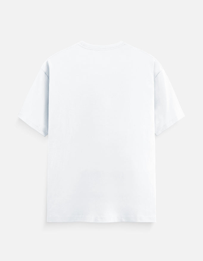 White cotton t-shirt with "Duniya Ka Sabse Theek-Thaak Bhai" print, unisex regular fit - back view