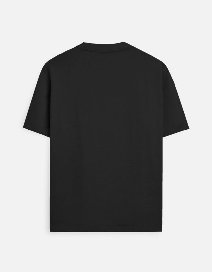 Black cotton t-shirt with "Trouble Maker" print, unisex regular fit - back view