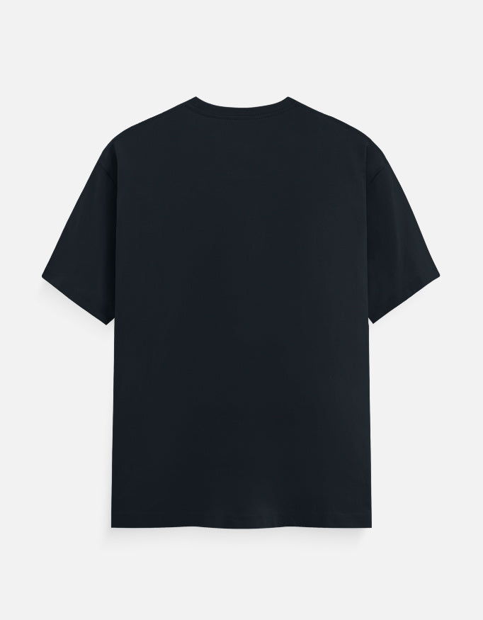 Navy Blue cotton t-shirt with "Duniya Ka Sabse Theek-Thaak Bhai" print, unisex regular fit - back view