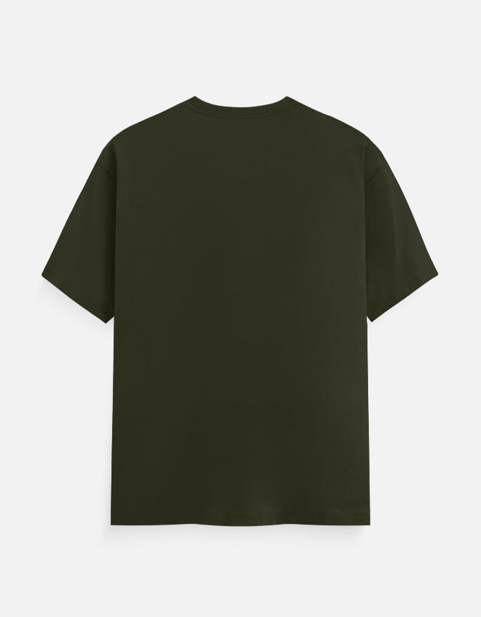 Olive Green cotton t-shirt with "Duniya Ka Sabse Theek-Thaak Bhai" print, unisex regular fit - back view