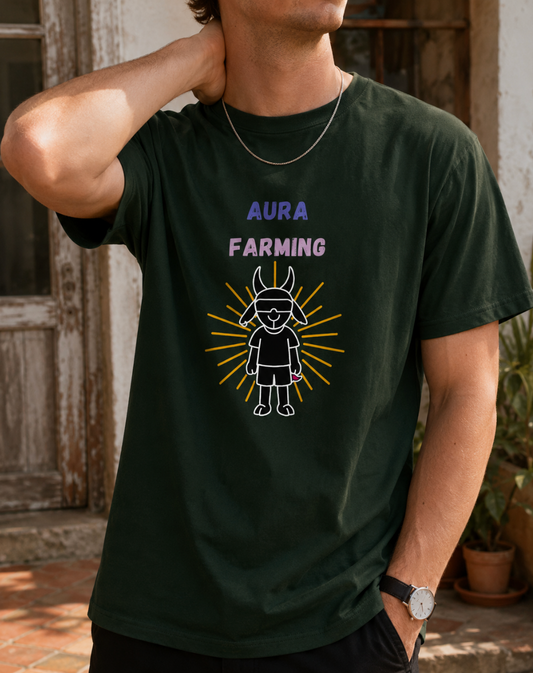 "Aura Farming" unisex cotton t-shirt, printed in India